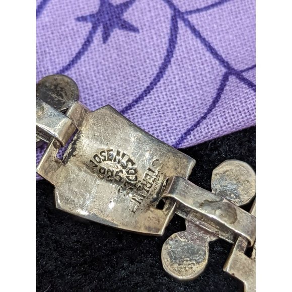 Vintage Taxco, Link Style Bracelet with Abalone and Silver, Unique design - Picture 7 of 8